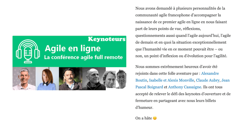 Keynote à Agile en ligne