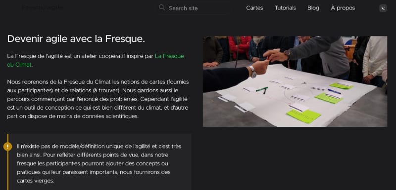 Le site de la fresque en dark mode